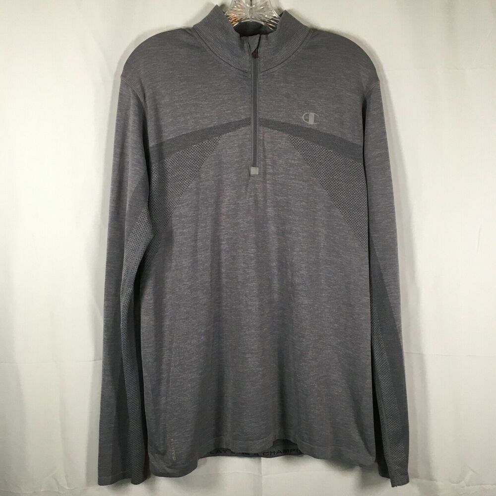 Champion Shirt Mens Sz M Stretch Power Flex Logo Running Long Sleeve Zip‎